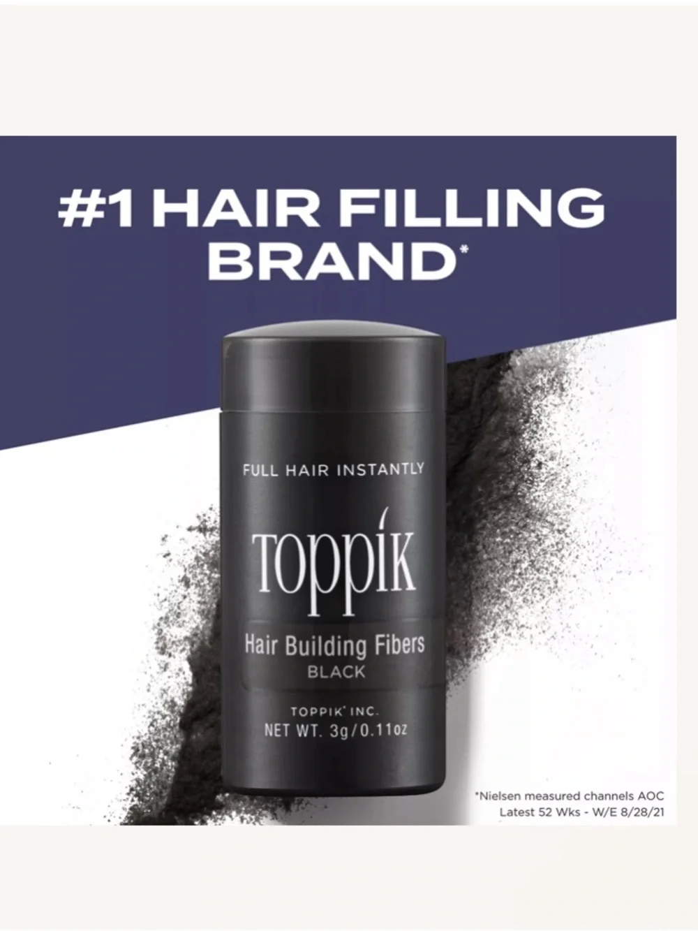 TOPPIK - Black Hair Building Fibers - Instant Hair Thickening - UNISEX